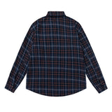 Men's Long Sleeve T Shirt Plaid Shirt Men's Embroidered Letter Long Sleeve Lapel Loose Shirt