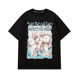 Men T Shirt Anime Print Short Sleeve T-shirt Vintage Loose Couple