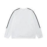 Men Hoodie round Neck Sweater Men's Long Sleeve Striped Stitching Sports Spring and Autumn
