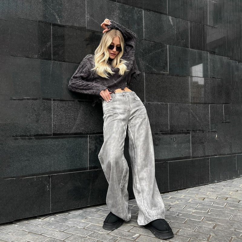 Women Cargo Pants Jeans for Women Autumn Distressed Stitching