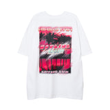 Men T Shirt West Coast Coconut Tree round Neck Short Sleeve T-shirt Men and Women Loose