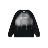 Unisex Hoodie Retro Washed Raglan Sleeve Crew Neck Pullover Sweatshirt Men and Women