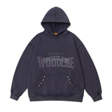 Men Hoodie Letter Printed Hoodie Men's Casual Long Sleeve Loose Wash Pullover Hoodie