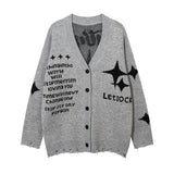 Men Long Sleeve Shirt Gothic Vintage Knitted Jacket Men's and Women's Couple Sweater Cardigan
