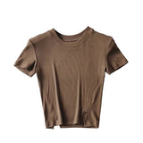 Women T-Shirt Summer round Neck Tight Short Top T-shirt for Women