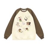Men Hoodie Creative Fun Cartoon Printed Crew Neck Sweatshirt