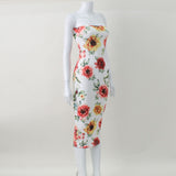 Women Desses Fashionable Printed Suspender Skirt Slim Fit Long Dress Women