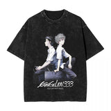 Men Women's T Shirt Evangelioned Anime Prints Washed T Shirt