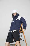Unisex Jacket Autumn Stitching Contrast Color Hooded Coat Women's Clothing