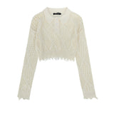 Women Sweater Women's Solid Color Short Long Sleeve Sweater