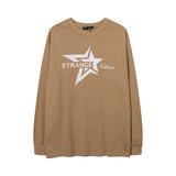 Men Long Sleeve Shirt Letter Embroidered Vintage Distressed Long Sleeve T-shirt Men and Women Loose Couple
