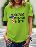 Women's Independence Day T Shirt Pattern Printed Short-Sleeved T-shirt