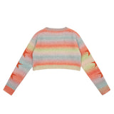 Women Sweater Short Sweater Casual Women's round Collar Star Long Sleeve Sweater