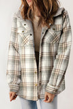 Plaid Trench Coat Autumn and Winter Women's Plaid Button Hooded Jacket