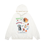Men Hoodie Kitten Print Hooded Loose Sweater Loose
