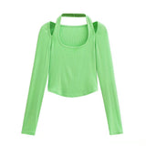 Women T-Shirt Long-Sleeved T-shirt Women's Slim-Fit Stretch Top