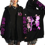 Men Women Anime Zip Hoodie Demon Slayer Graphic Print