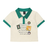 Women T-shirt Polo Collar Short T-shirt Girls Summer Short-Sleeved Top