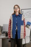 Unisex Jacket Autumn Washed Color Matching Distressed Shirt Women's Clothing