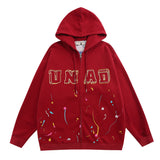 Men Hoodie Hip Hop Paint Splash Cardigan Sweater