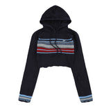 Women Sweater Short Hood Knitted Girls' Fall Color-Blocking Sweater