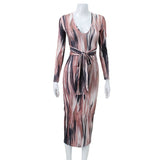 Women Desses Women's Clothing Fall V-neck Sexy Dress Printing