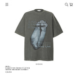 American vintage street T-shirt pure cotton retro men's and women's summer loose half sleeves