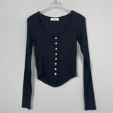 Women Long Sleeve Shirt Cardigan U-Neck Long-Sleeved Top Bottoming Shirt Tight Autumn