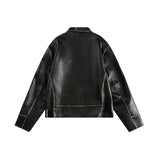 Unisex Jacket Autumn Hand-Worn Brushed Leather Coat