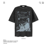 American vintage street T-shirt pure cotton retro men's and women's summer loose