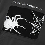 Men Hoodie Trendy Patch Spider Web Hooded Sweater Men's Autumn and Winter Long Sleeve Loose