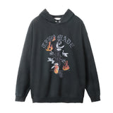 Men Hoodie Peace Dove Printed Washed Distressed Hooded Sweaters Menswear
