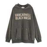 Men Hoodie Letters Printed Hoodie Autumn and Winter Washed Old