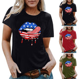 Women Independence Day T Shirt Printed Short-Sleeved Top Female Summer