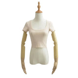 Women T-Shirt Short Sleeve All-Matching Slim Fit Slimming Top