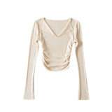 Women T-Shirt Women's Sexy Long Sleeve T-shirt Flare Sleeve Underwear Blouse Top