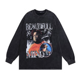Men Long Sleeve Shirt Hiphop Vintage Long Sleeve T-shirt Men and Women Versatile Loose-Fitting Underwear