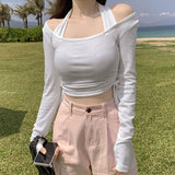 Women's Long Sleeve Shirt Autumn Top Women's Drawstring Short Long Sleeve