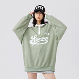Unisex Hoodie Street Embroidery Polo Shirt Loose Sweater Coat Men and Women
