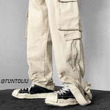 Men Sweatpants Overalls Men's Summer Straight Wide-Leg Pants