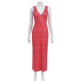 Women Desses Retro V-neck Summer Dress Beach Dress