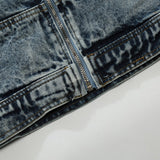 Men Denim Jacket Wash Water Denim Jacket Men's Loose Lapels Zip Jacket