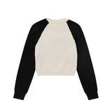 Women Sweater Color Matching Sweater Female O-neck Short Sweater