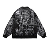 Graffiti Bomber Jacket Denim Jacket Men and Women Loose