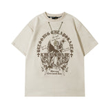 Men's T Shirt Fashion Brand Printing Suede Short-Sleeved T-shirt Men's and Women's Hiphop