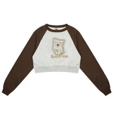 Women Hoodie Printed Short Sweater for Girls Spring and Autumn round Neck Long Sleeve