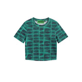 Women T-shirt Short-Sleeved T-shirt Women's Trendy round Neck Plaid Casual