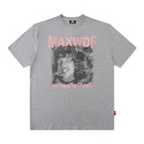 Men T Shirt Vintage Space Print Short Sleeve T-shirt for Men and Women Hip Hop Loose