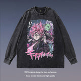 Men Long Sleeve Shirt Cartoon Print Bottoming Long Sleeve T-shirt Men and Women Oversize Couple's Tops