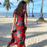 Women's Desses Suspender Skirt Printed Snow Beach Dress Women